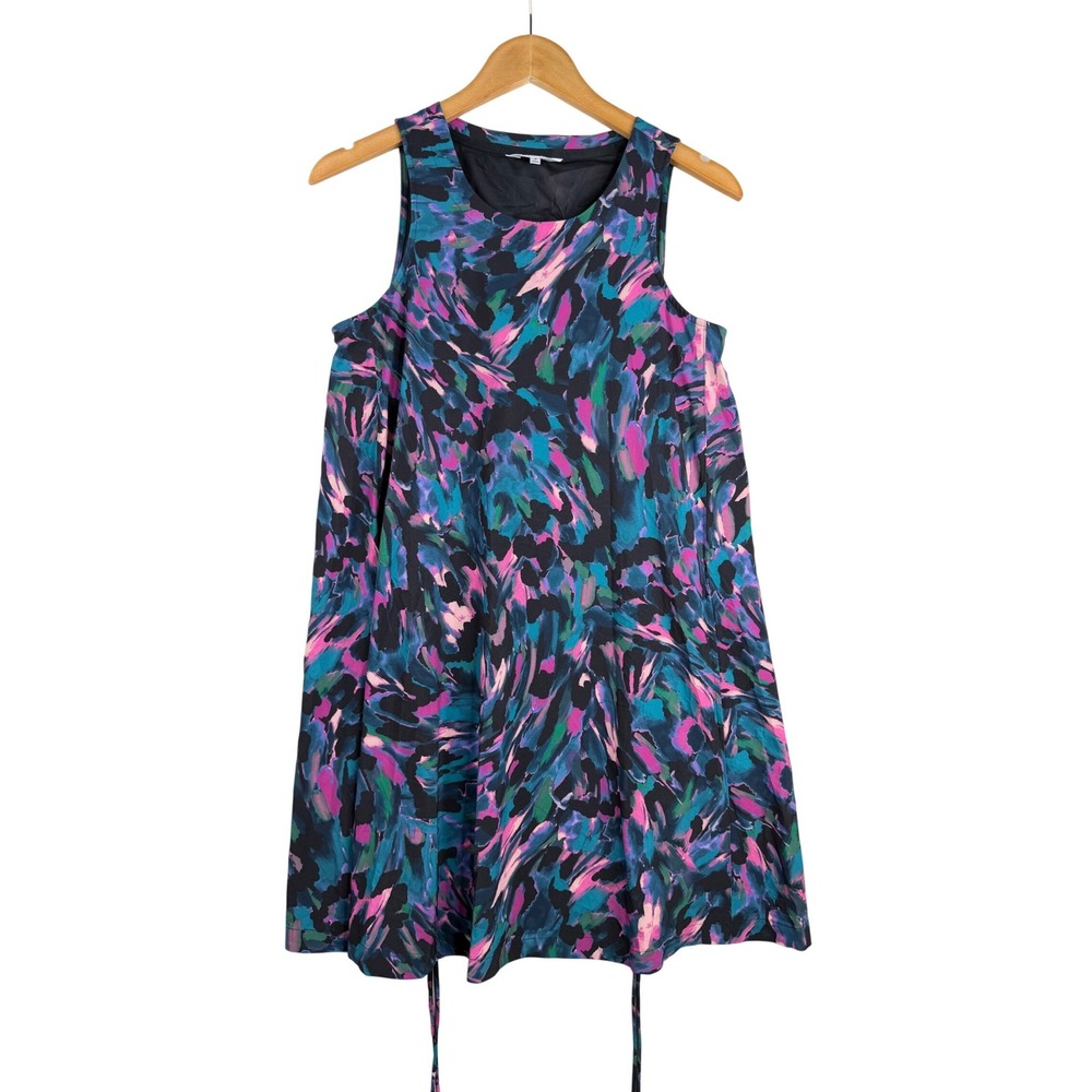 Soma Wknd Abstract Print Sleeveless Tank Dress size Small Black/Pink/Green